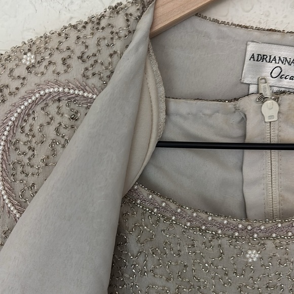 Vintage Adrianna Papell silk sequins silver grey shell and jacket set size 6p - Picture 3 of 8